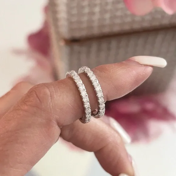 2 Carat Princess Moissanite Diamond Ring Set 5 - Picture 8 of 11